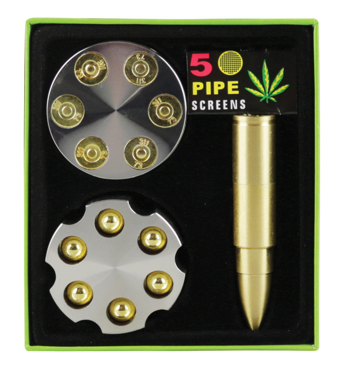 Kit Pipa Bala y Grinder Revolver